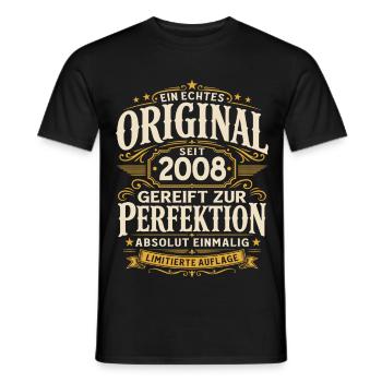 18. Geburtstag Geschenk Mann Original Vintage 2008 - Männer T-Shirt - Schwarz - Vorne - AI Model Male 178 light (178cm)