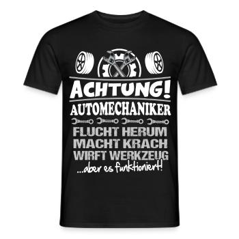 Achtung Automechaniker Spruch KFZ_Mechaniker - Männer T-Shirt - Schwarz - Vorne - AI Model Male 178 light (178cm)
