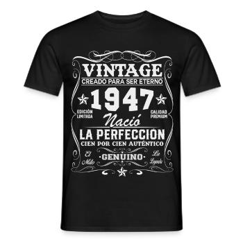 80 Ans 1947 Vintage Cadeau D’anniversaire - T-shirt homme - noir - Devant - AI Model Male 178 light (178cm)