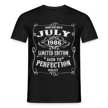 Legends were born in July 1986 - Men's T-Shirt - black - Front - AI Model Male 178 light (178cm)