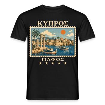 Zypern Paphos Vintage Reisemarke - Männer T-Shirt - Schwarz - Vorne - AI Model Male 178 light (178cm)