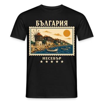 Bulgarien Nessebar Vintage Reisemarke - Männer T-Shirt - Schwarz - Vorne - AI Model Male 178 light (178cm)