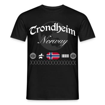 Trondheim Norway Streetwear Travel Souvenir - Men's T-Shirt - black - Front - AI Model Male 178 light (178cm)