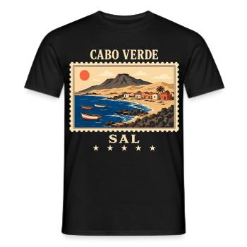 Kap Verde Sal Vintage Reisemarke - Männer T-Shirt - Schwarz - Vorne - AI Model Male 178 light (178cm)