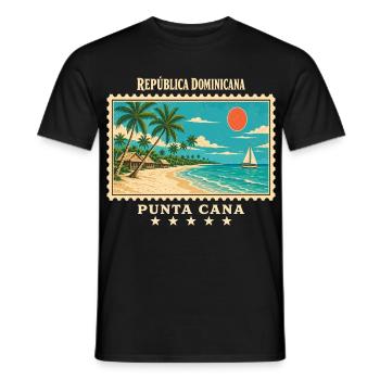 Dominikanische Republik Punta Cana Reisemarke - Männer T-Shirt - Schwarz - Vorne - AI Model Male 178 light (178cm)