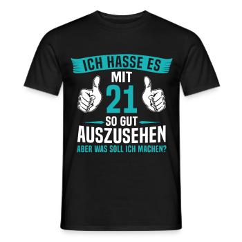 21 Jahre 21. Geburtstag Mann Frau 21 Jahre - Männer T-Shirt - Schwarz - Vorne - AI Model Male 178 light (178cm)