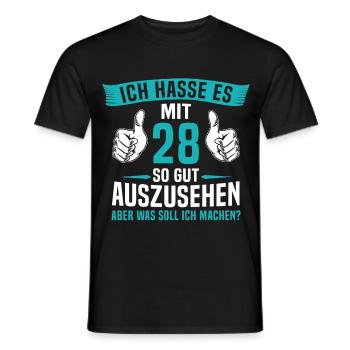 28 Jahre 28. Geburtstag Mann Frau 28 Jahre - Männer T-Shirt - Schwarz - Vorne - AI Model Male 178 light (178cm)