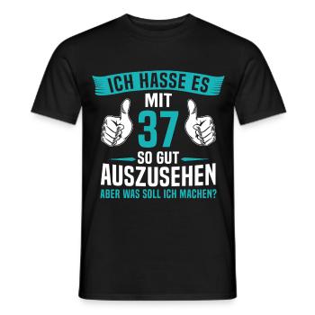 37 Jahre 37. Geburtstag Mann Frau 37 Jahre - Männer T-Shirt - Schwarz - Vorne - AI Model Male 178 light (178cm)