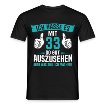 33 Jahre 33. Geburtstag Mann Frau 33 Jahre - Männer T-Shirt - Schwarz - Vorne - AI Model Male 178 light (178cm)