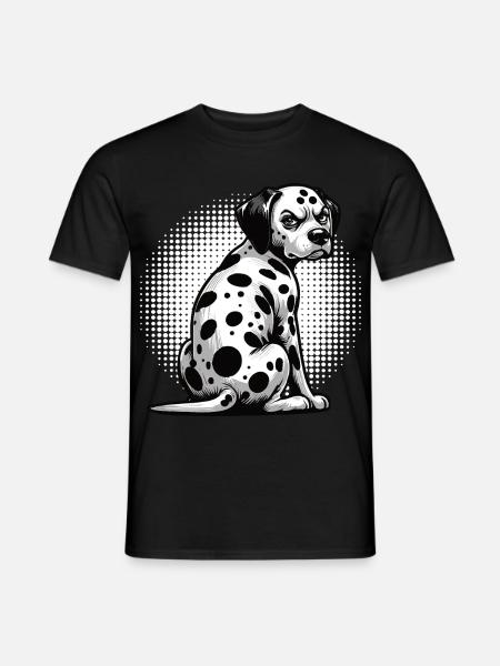 Dalmatiner_schaut_Dalmatiner Dalmatinerhaltboese_2 - Männer T-Shirt - Schwarz