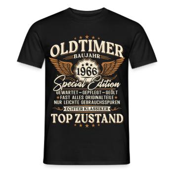 Oldtimer 1966 Jahrgang Geburtstag Geschenk Retro - Männer T-Shirt - Schwarz - Vorne - AI Model Male 178 light (178cm)