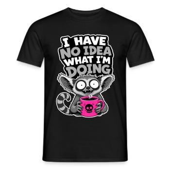 Je n’en ai aucune idée, Coffee Lemuri Spruch Frauen Männer - T-shirt homme - noir - Devant - AI Model Male 178 light (178cm)
