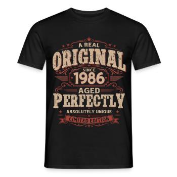 Cadeau pour 40 ans Mari Vintage original 1986 - T-shirt homme - noir - Devant - AI Model Male 178 light (178cm)