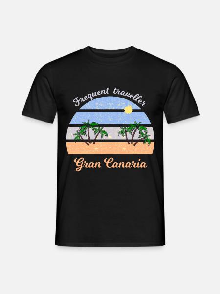 Gran Canaria Palmenstrand Retro - Männer T-Shirt - Schwarz