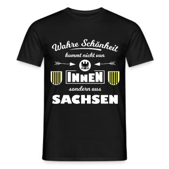 Wahre Schönheit aus Sachsen - Männer T-Shirt - Schwarz - Vorne - AI Model Male 178 light (178cm)