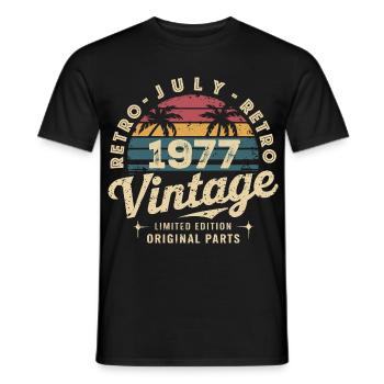 Vintage July 1977 Retro Limited Edition - Men's T-Shirt - black - Front - AI Model Male 178 light (178cm)