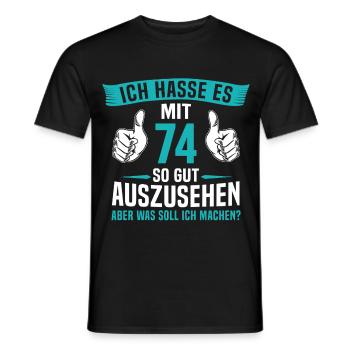 74 Jahre 74. Geburtstag Mann Frau 74 Jahre - Männer T-Shirt - Schwarz - Vorne - AI Model Male 178 light (178cm)