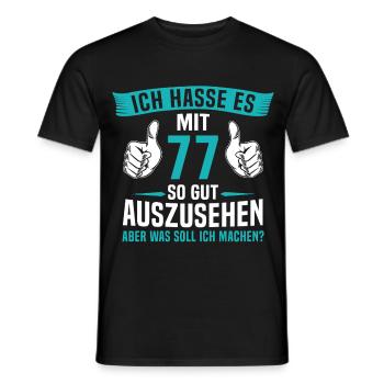 77 Jahre 77. Geburtstag Mann Frau 77 Jahre - Männer T-Shirt - Schwarz - Vorne - AI Model Male 178 light (178cm)