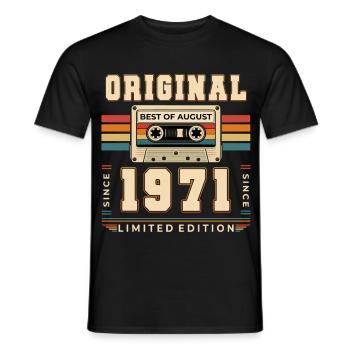 Cadeau du 55e anniversaire Août 1971 - T-shirt homme - noir - Devant - AI Model Male 178 light (178cm)