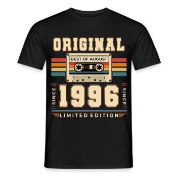 Cadeau du 30e anniversaire Vintage août 1996 - T-shirt homme - noir - Devant - AI Model Male 178 light (178cm)