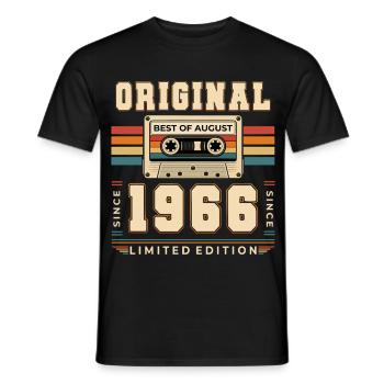 60th Birthday Gift August Vintage 1966 - Men's T-Shirt - black - Front - AI Model Male 178 light (178cm)