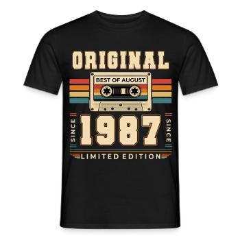 39th Birthday Gift August Vintage 1987 - Men's T-Shirt - black - Front - AI Model Male 178 light (178cm)