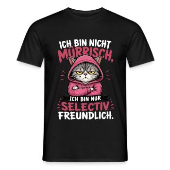 Mürrisch Ich Bin Nur Selektiv Lustige Katze - Männer T-Shirt - Schwarz - Vorne - AI Model Male 178 light (178cm)