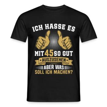 45. Geburtstag Mann Frau 45 Jahre  - Männer T-Shirt - Schwarz - Vorne - AI Model Male 178 light (178cm)