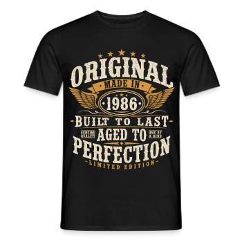 Cadeau d’anniversaire vintage original de 1986 - T-shirt homme - noir - Devant - AI Model Male 178 light (178cm)