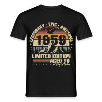 70th Birthday Gift 1956 Vintage Retro - Men's T-Shirt - black - Front - AI Model Male 178 light (178cm)