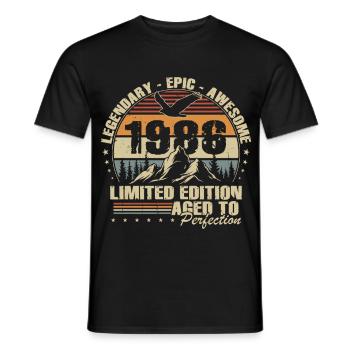 40th Birthday Gift 1986 Vintage Retro - Men's T-Shirt - black - Front - AI Model Male 178 light (178cm)