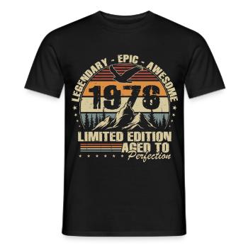 50th Birthday Gift 1976 Vintage Retro - Men's T-Shirt - black - Front - AI Model Male 178 light (178cm)