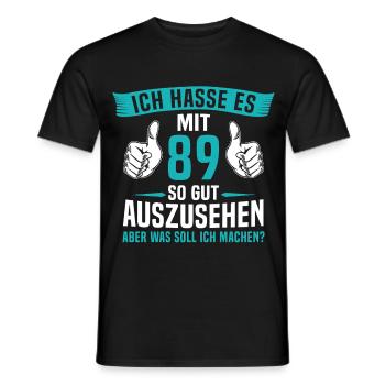 89 Jahre 89. Geburtstag Mann Frau 89 Jahre - Männer T-Shirt - Schwarz - Vorne - AI Model Male 178 light (178cm)