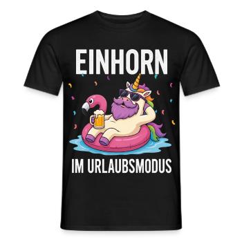 Lustiges Einhorn Urlaub Bier Party Urlaubsmodus - Männer T-Shirt - Schwarz - Vorne - AI Model Male 178 light (178cm)