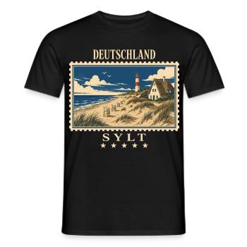 Deutschland Sylt Vintage Reisemarke - Männer T-Shirt - Schwarz - Vorne - AI Model Male 178 light (178cm)