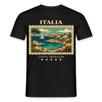 Italien Vintage Reisemarke - Männer T-Shirt - Schwarz - Vorne - AI Model Male 178 light (178cm)