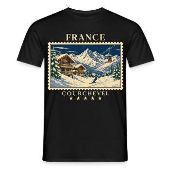 Frankreich Courchevel Vintage Reisemarke - Männer T-Shirt - Schwarz - Vorne - AI Model Male 178 light (178cm)