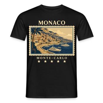 Monaco Monte-Carlo Vintage Reisemarke - Männer T-Shirt - Schwarz - Vorne - AI Model Male 178 light (178cm)