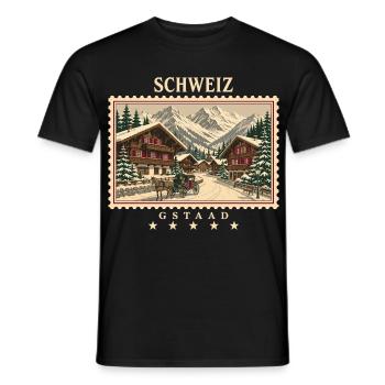 Schweiz Gstaad Vintage Reisemarke - Männer T-Shirt - Schwarz - Vorne - AI Model Male 178 light (178cm)
