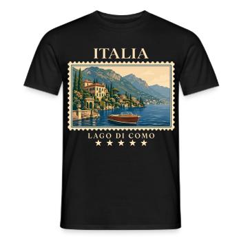 Italien Lago di Como Vintage Reisemarke - Männer T-Shirt - Schwarz - Vorne - AI Model Male 178 light (178cm)