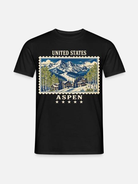USA Aspen Vintage Travel Mark - Men's T-Shirt - black