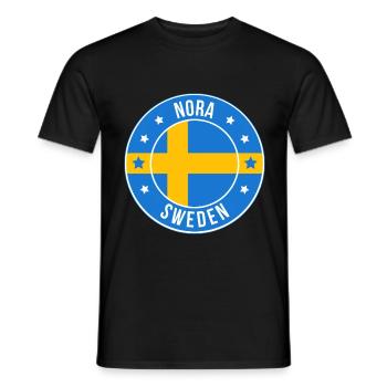 Emblème Nora Suède Cercle de drapeau - T-shirt homme - noir - Devant - AI Model Male 178 light (178cm)