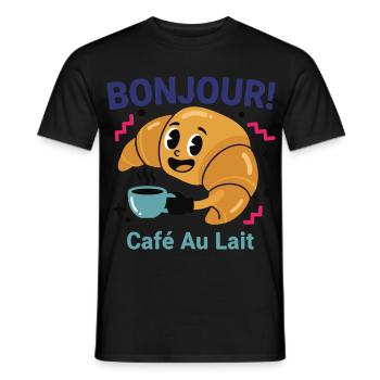 Breakfast Bonjour Cafe Au Lait Pancake Bacon - Men's T-Shirt - black - Front - AI Model Male 178 light (178cm)