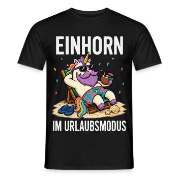 Einhorn Urlaubsmodus Männer Camping Fun Shirt  - Männer T-Shirt - Schwarz - Vorne - AI Model Male 178 light (178cm)