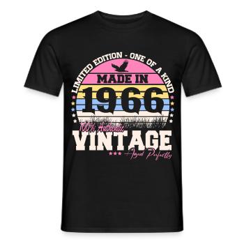 Vintage 1966 Vintage Retro 60th Birthday Gift - Men's T-Shirt - black - Front - AI Model Male 178 light (178cm)
