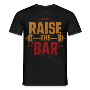 Motivation à la barre avec haltère dans la salle de sport - T-shirt homme - noir - Devant - AI Model Male 178 light (178cm)