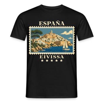 Spanien Eivissa Vintage Reisemarke - Männer T-Shirt - Schwarz - Vorne - AI Model Male 178 light (178cm)