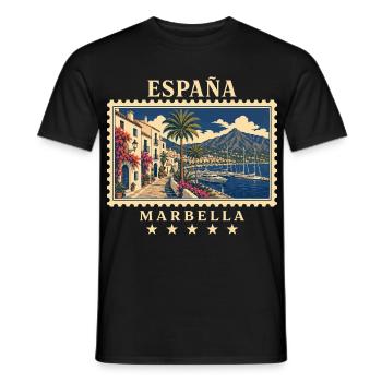 Spanien Marbella Vintage Reisemarke - Männer T-Shirt - Schwarz - Vorne - AI Model Male 178 light (178cm)