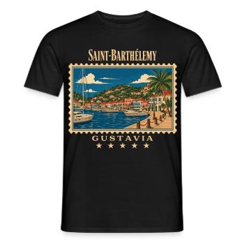 Saint-Barthélemy Gustavia Vintage Reisemarke - Männer T-Shirt - Schwarz - Vorne - AI Model Male 178 light (178cm)