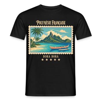 Polynesien Bora Bora Vintage Reisemarke - Männer T-Shirt - Schwarz - Vorne - AI Model Male 178 light (178cm)